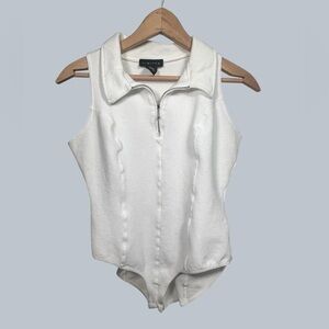 The Limited White Zip-Up Sleeveless Bodysuit - Size Large
